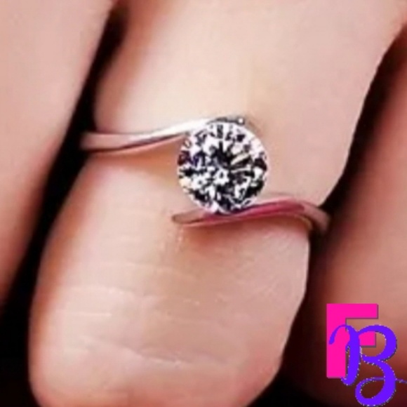 Sterling Silver 1.3 CT Wave Engagement Ring - Picture 2 of 9